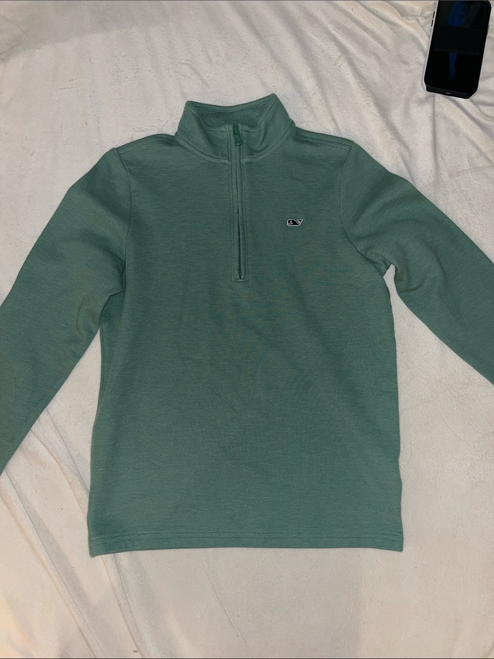 Vineyard Vines Men's Seafoam Green Half-Zip Sweater